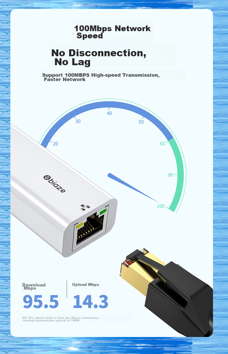 Сетевой адаптер BIAZE USB - RJ45 Ethernet, 100 Мбит/с, драйверы не требуются, для Apple, Huawei, Switch