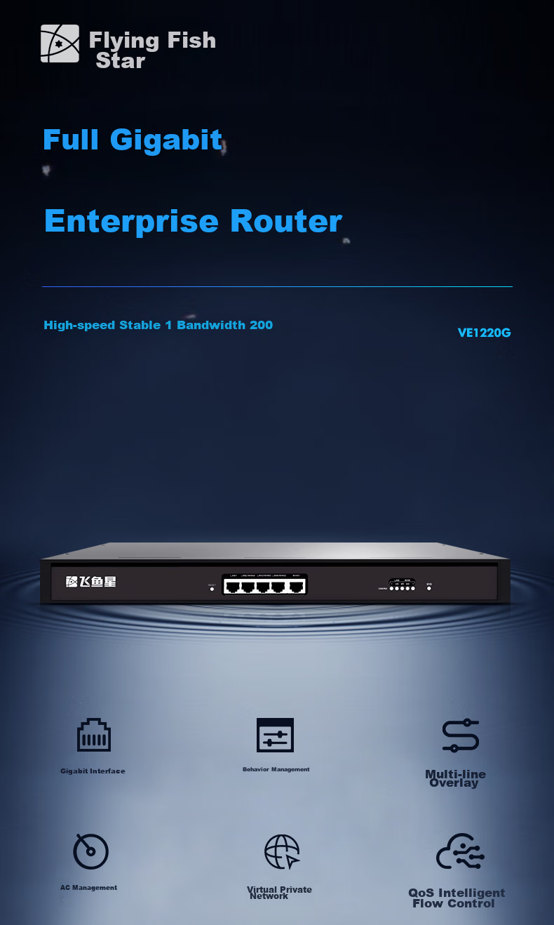 Маршрутизатор VOLANS VE1220G Multi-WAN Gigabit VPN Enterprise Router с встроенным брандмауэром AC, агрегацией полосы пропускания и управлением поведением, поддержка до 200 устройств