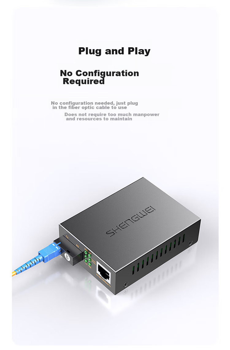 Оптоволоконный трансивер Shengwei BGH111AB Gigabit, конвертер оптоэлектронный, 1 оптический 1 электрический, интерфейс SC, 20 км, пара