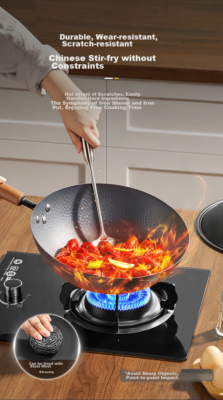 Сковорода COOKER KING из титанового железа, 32 см, без приправ, с кованой отделкой, для газовых и индукционных плит