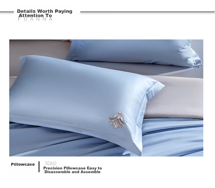 Наволочка FUANNA Home Textile, 60S Long-Staple Cotton Sateen, Комплект из двух штук, 74*48см, Синий