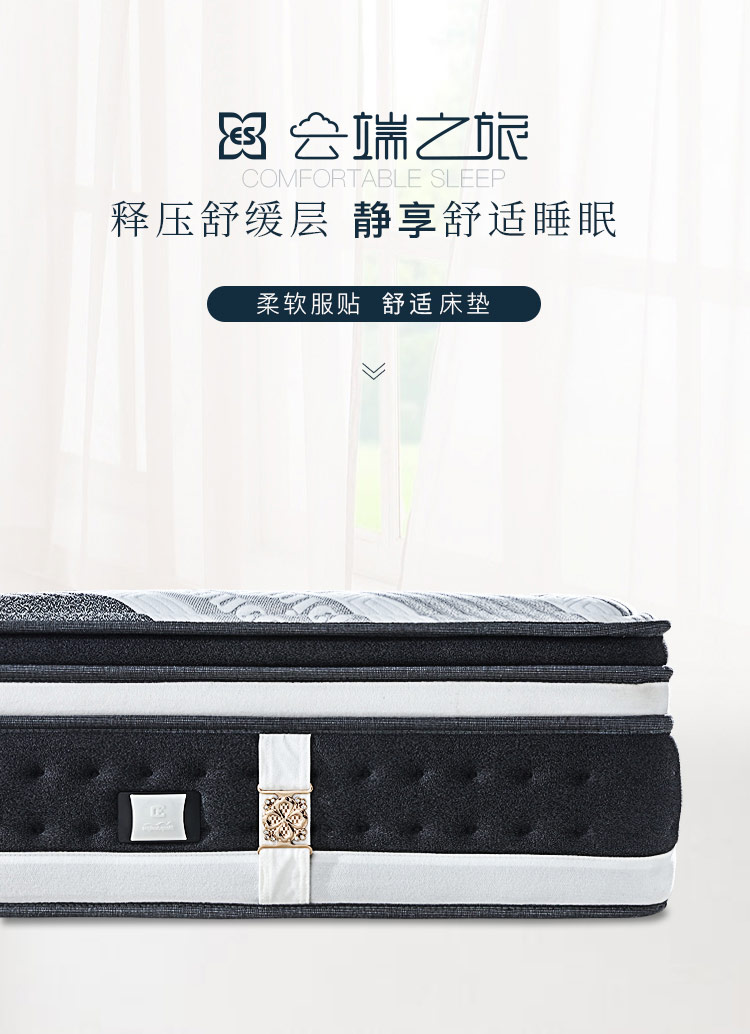 宜眠坊(ESF)床垫 5cm乳胶床垫 独立袋装弹簧床垫 5cm椰棕 软硬两用 双面提花面料 J27 1.5*2.0*0.3米