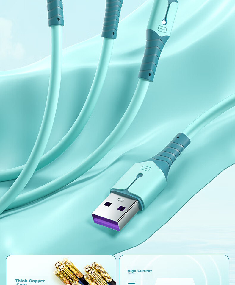 Кабель Nengshi 3-в-1 Type-C/Lightning/Micro-USB, 66W, 0.6м, синий