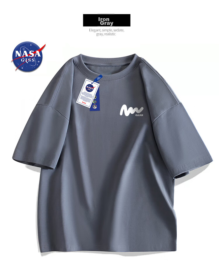 Футболка NASA GISS для мужчин, летняя, свободная, повседневная, с круглым вырезом и коротким рукавом, темно-синяя, L