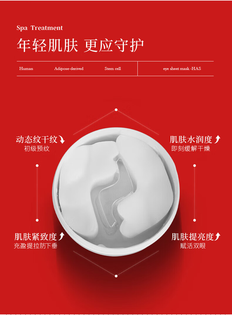 蛇毒眼膜（Spa treatment） 【品牌授权】蛇毒眼膜淡化眼纹补水保湿提亮焕白 60枚装 HAS红眼膜2盒 120枚
