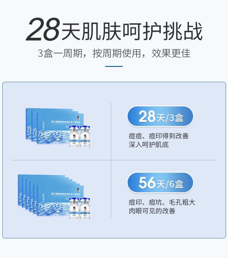 修正 烟酰胺寡肽冻干粉 精华液痘印痘坑凹洞收缩毛孔去角质层安瓶寡液肽原液精华 一盒3对装