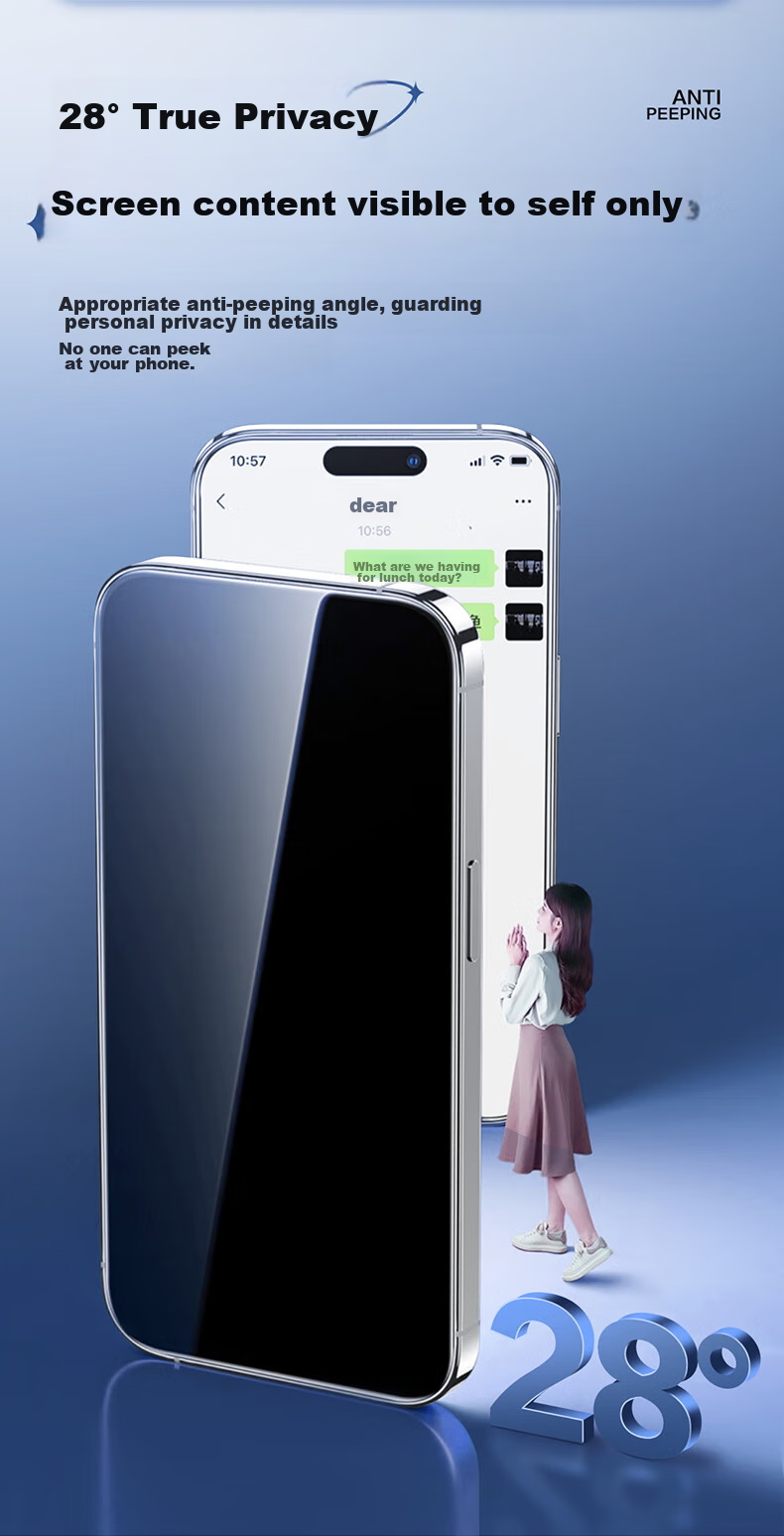 Защитное стекло PISEN для iPhone 16/15, противоударное, с защитой от отпечатков пальцев и конфиденциальности, прозрачное, 2 шт.