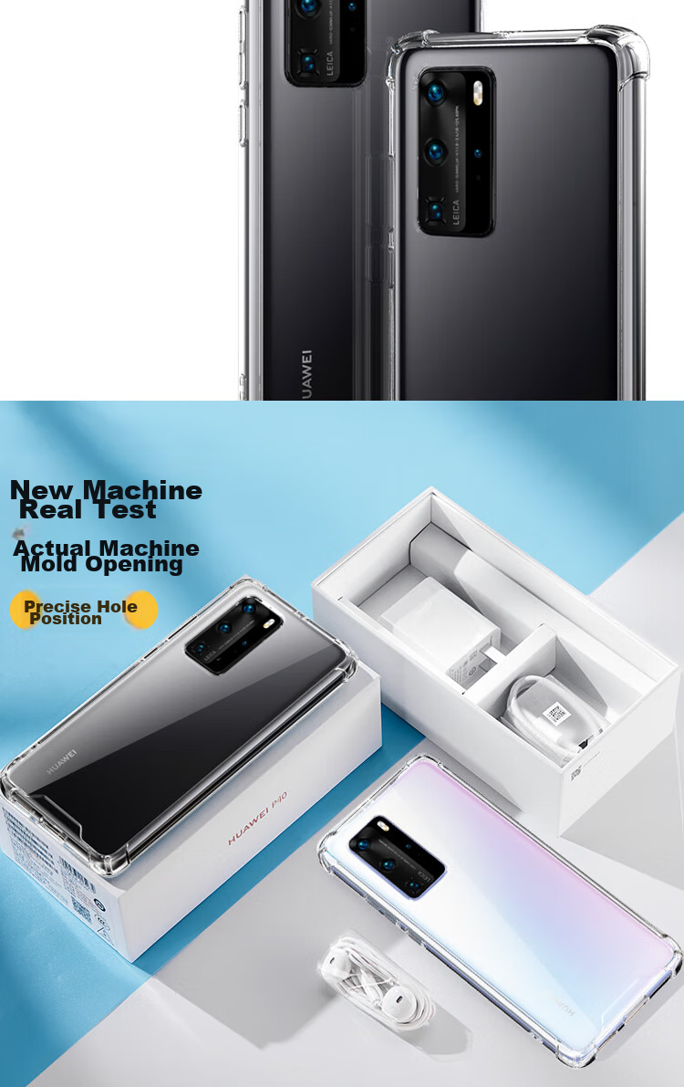 Чехол для телефона ESCASE для Huawei P40 Pro, полный комплект защиты, противоударный, прозрачный, с воздушной подушкой, двойной материал, защита от падений и пожелтения, модный, импортный немецкий ТПУ, высокая прозрачность