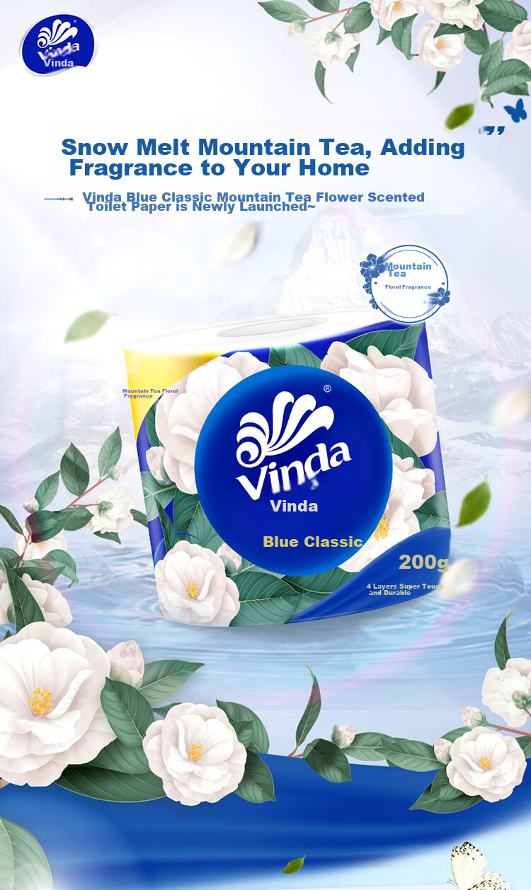 Туалетная бумага Vinda Blue Classic, 4 слоя, 27 рулонов, аромат камелии