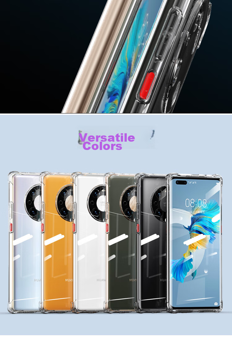 Противоударный чехол ESCAPE с полным покрытием и воздушной подушкой для Huawei Mate40 Pro/40E Pro (с отверстием для шнурка), обновленная прозрачная белая версия серии ES-Ip9