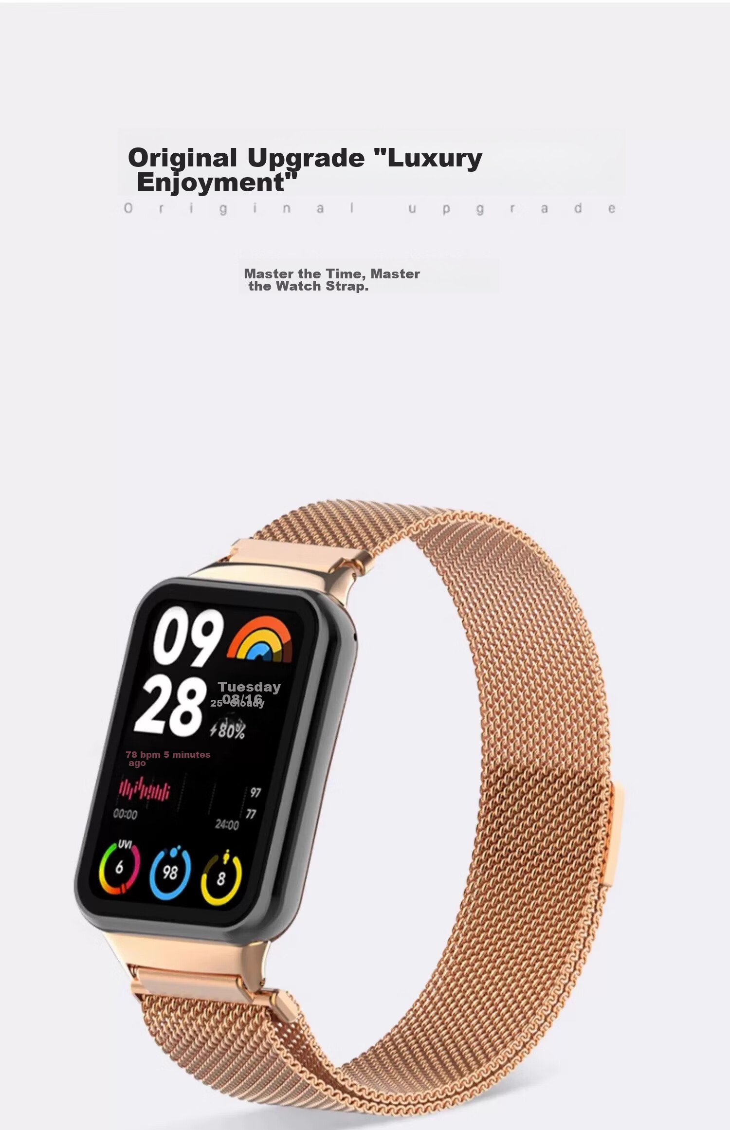 Ремешок CHENSONG для Xiaomi Band 9 Pro/8 Pro, миланский стальной магнитный спортивный унисекс аксессуар