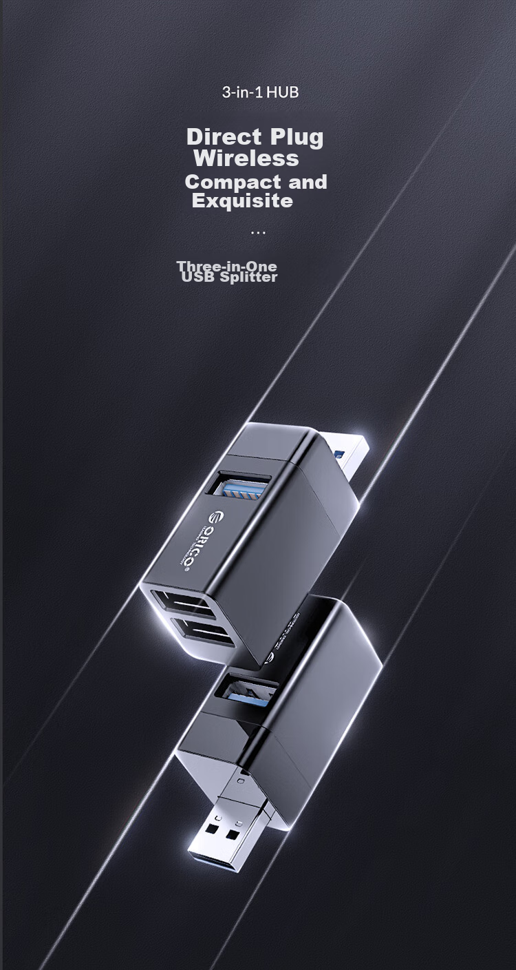USB-хаб ORICO MINI 3-в-1, док-станция с прямым подключением, черный