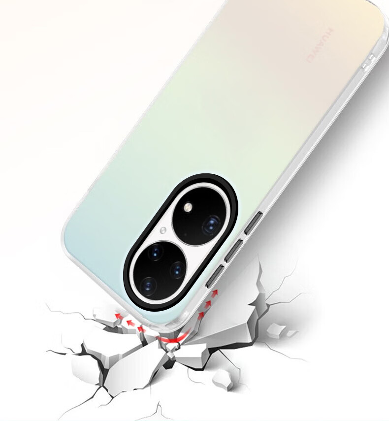 Противоударный чехол Baozou для Huawei P50 Pro, силиконовый, мягкий край, простой, лазерный градиент, матовый, жесткая задняя панель, серый