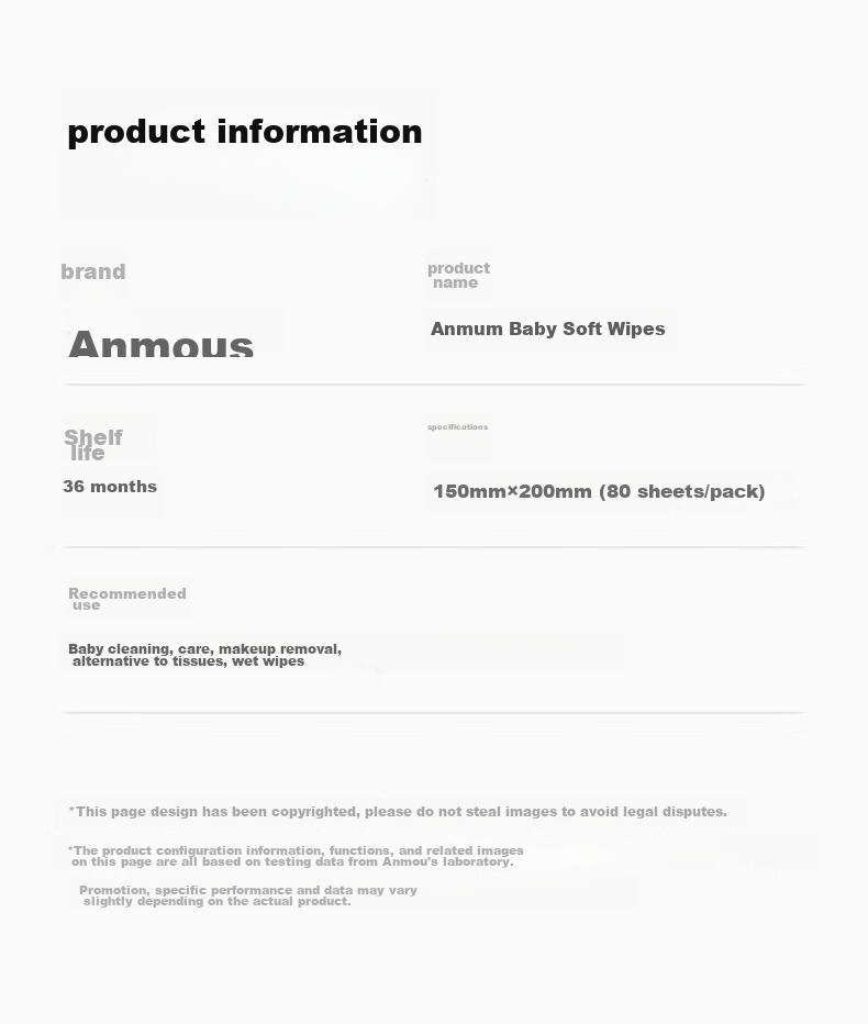 Мягкие влажные салфетки Anmous Baby, 80 шт. * 6 упаковок, одноразовые салфетки для лица, утолщенные, для сухого и влажного использования, семейная упаковка
