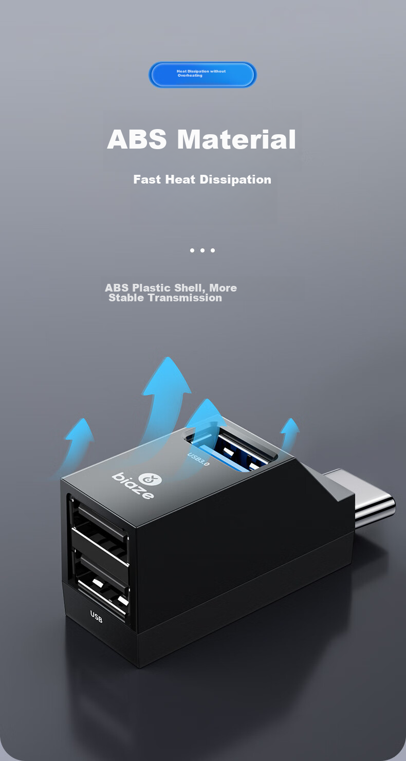 USB-хаб BIAZE Type-C, 3 порта USB 3.0, переходник-разветвитель для MacBook