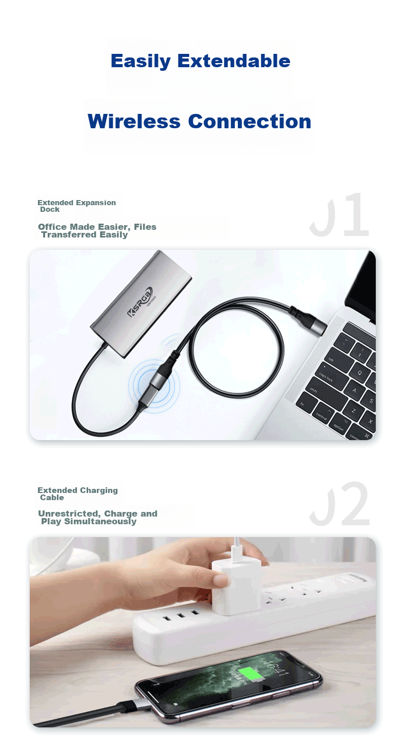 Кабель-удлинитель KSRGB Type-C Male to Female USB 3.1, 0.5 метра, PD100W