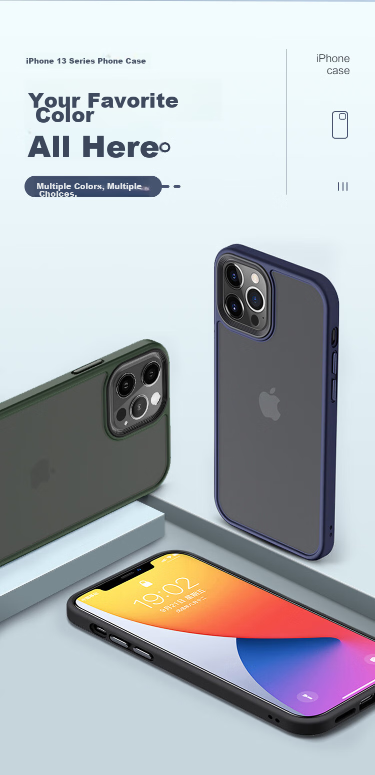 Чехол PISEN для iPhone 13, матовый прозрачный, противоударный, черный