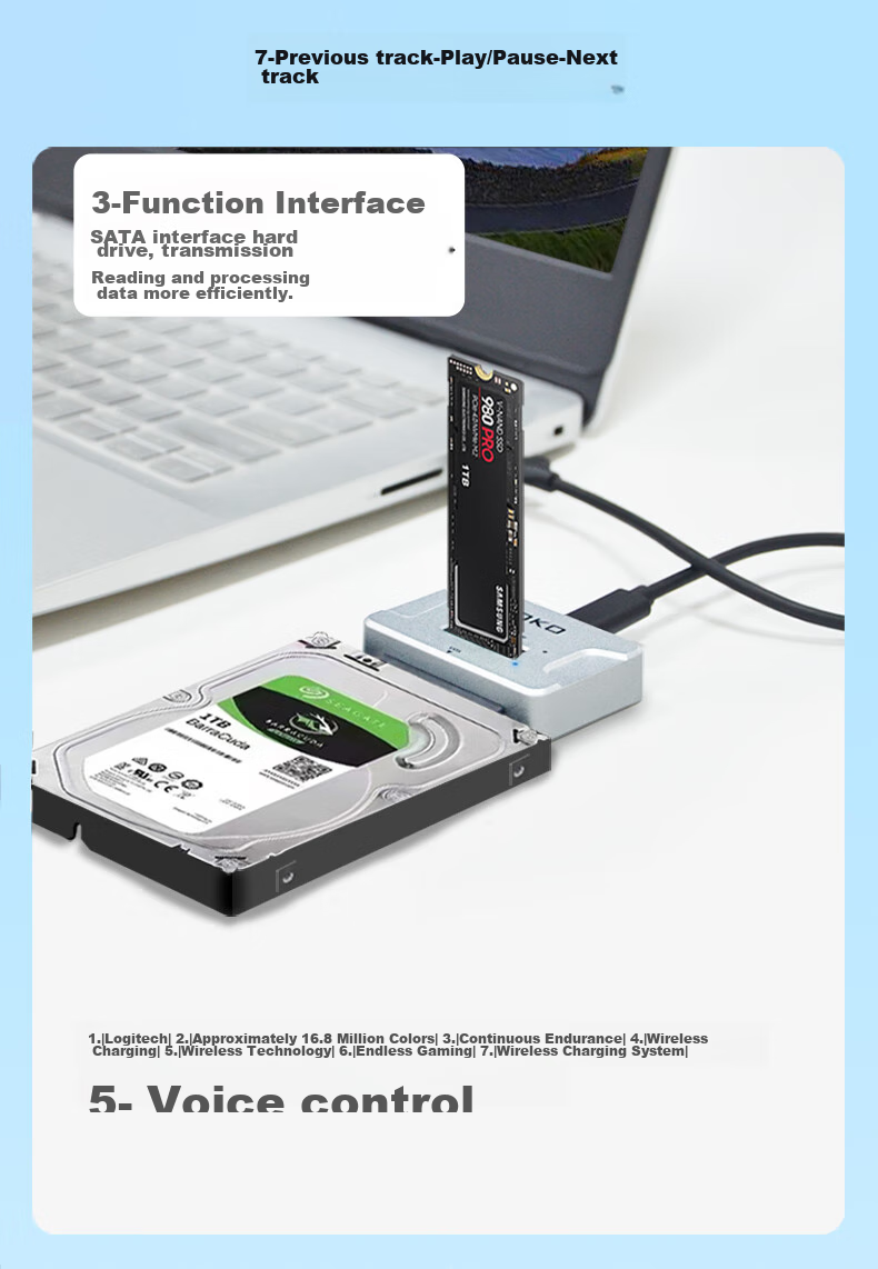 Внешний корпус AOKO AE28SL для M.2 NVMe/SATA SSD и 2.5/3.5" HDD/SSD, USB 3.2 Gen2, Type-C, серебристый