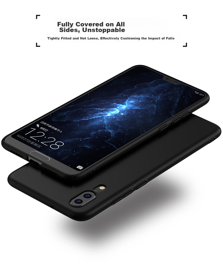 Чехол BIAZE для Huawei P20, защитный, полный охват, противоударный, ультратонкий, с рассеиванием тепла, матовый, защита от отпечатков пальцев, ощущение голого телефона, жесткий корпус для мужчин и женщин JK335-Черный