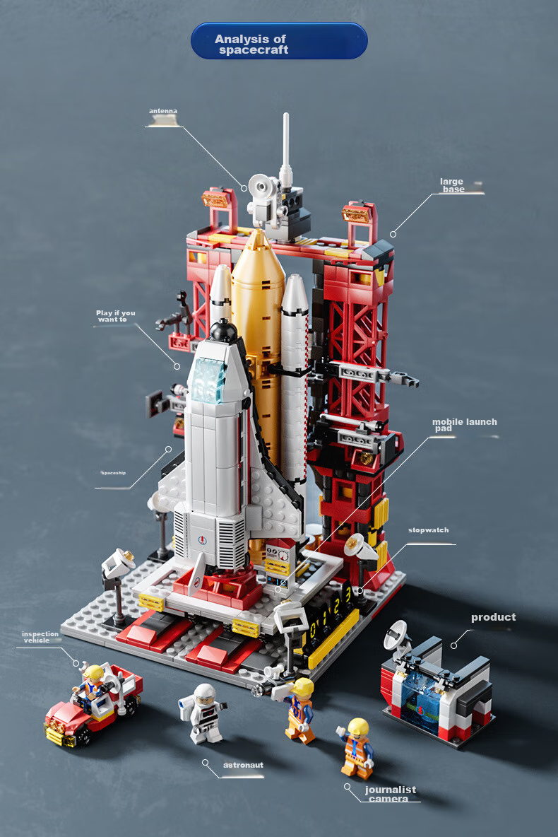 Конструктор LEAIXIANG Детский центр запуска ракеты, космические блоки LEGO, сборная игрушка для детей 6-12 лет, подарок на Новый год для мальчиков и девочек