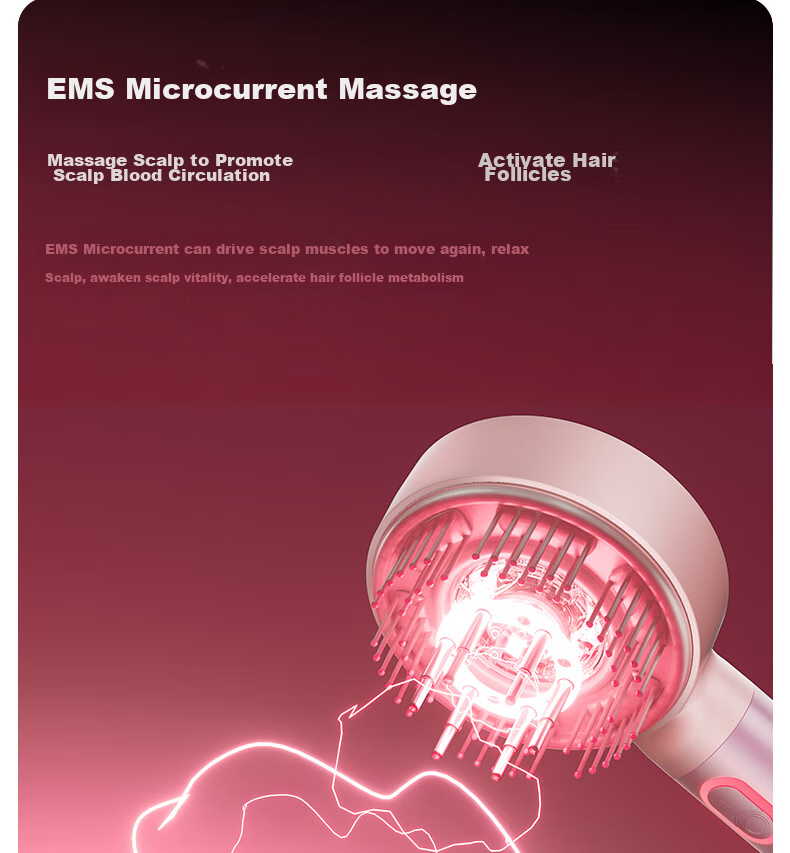 Массажная расческа TYMO для кожи головы с EMS микротоком и красным светом, интеллектуальный уход за волосами, массажер для головы с боковым массажем и направлением жидкости, подарок
