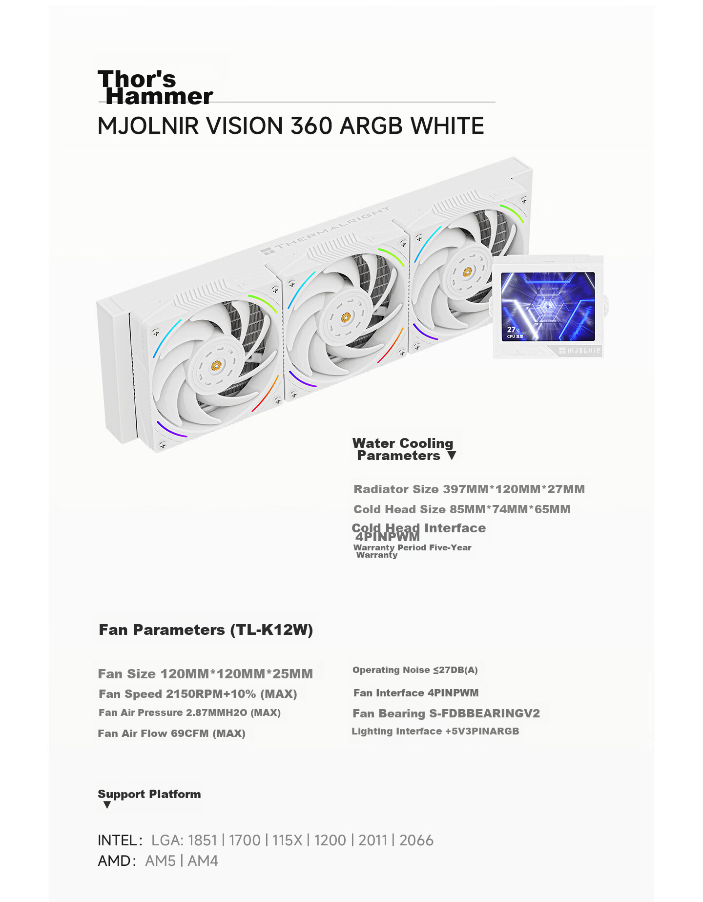 Система жидкостного охлаждения 360 ARGB WHITE