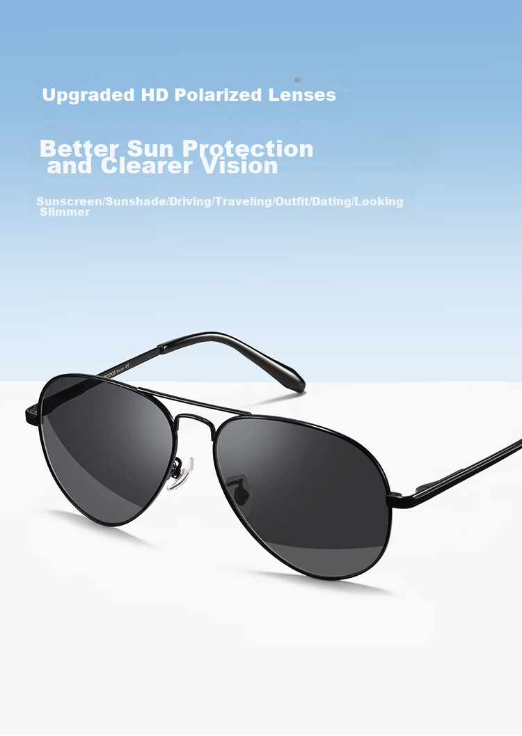 VEGOOS Солнцезащитные очки Авиаторы Polarized sunglasses for Men, Classic Aviator Style, Frog-Eye Glasses, Stylish Driving Sunglasses