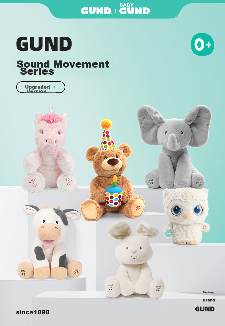 Плюшевая игрушка Gund "Медвежонок на День Рождения", музыкальная, новогодняя, подарок для малыша