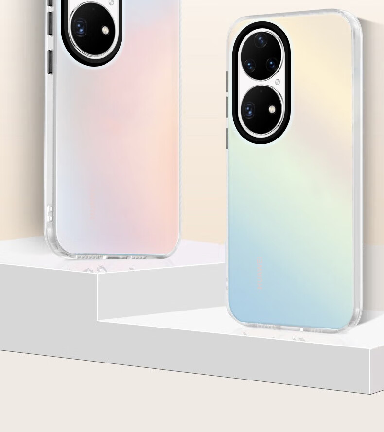 Противоударный чехол Baozou для Huawei P50 Pro, силиконовый, мягкий край, простой, лазерный градиент, матовый, жесткая задняя панель, серый