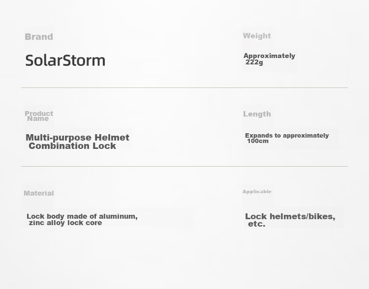 Велосипедный замок SolarStorm, 4-значный кодовый замок, замок для шлема, стальной трос для багажа электромотоцикла