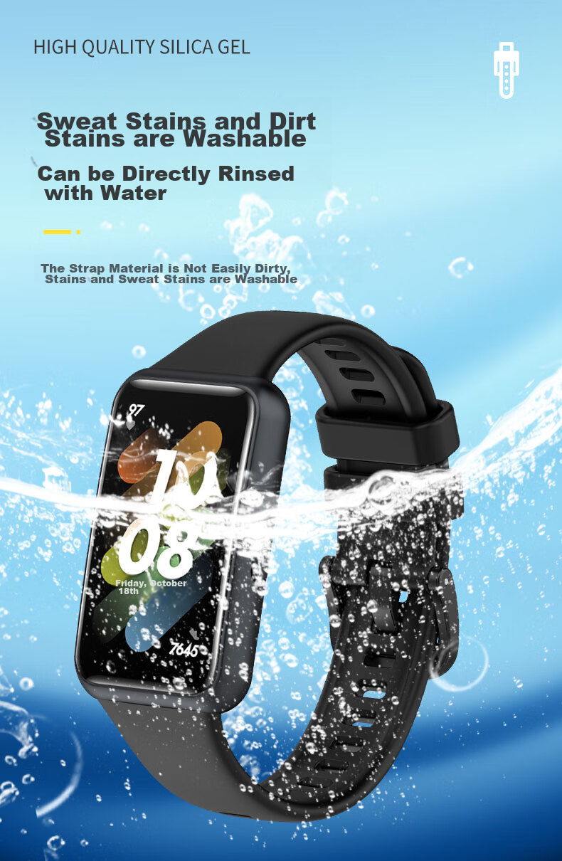 Ремешок KMaxAI для Huawei Band 7, силиконовый, черный