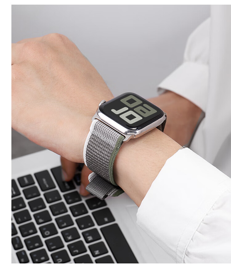 Ремешок MSSM Nylon Trail Loop для Apple Watch S11, зеленый с серым, 44/45/46/49мм