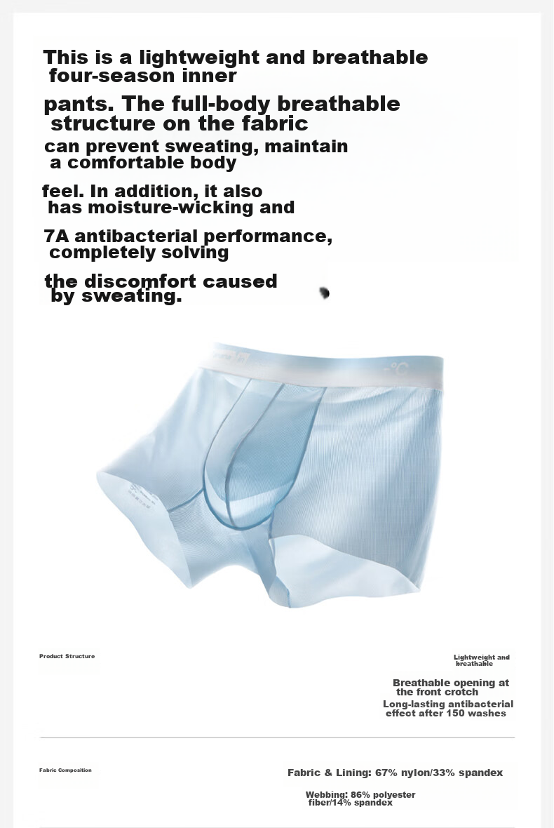 Мужское нижнее белье Bananain 511CA, набор из 3 штук, размер XL, цвет: теплый белый + черный + светло-серый