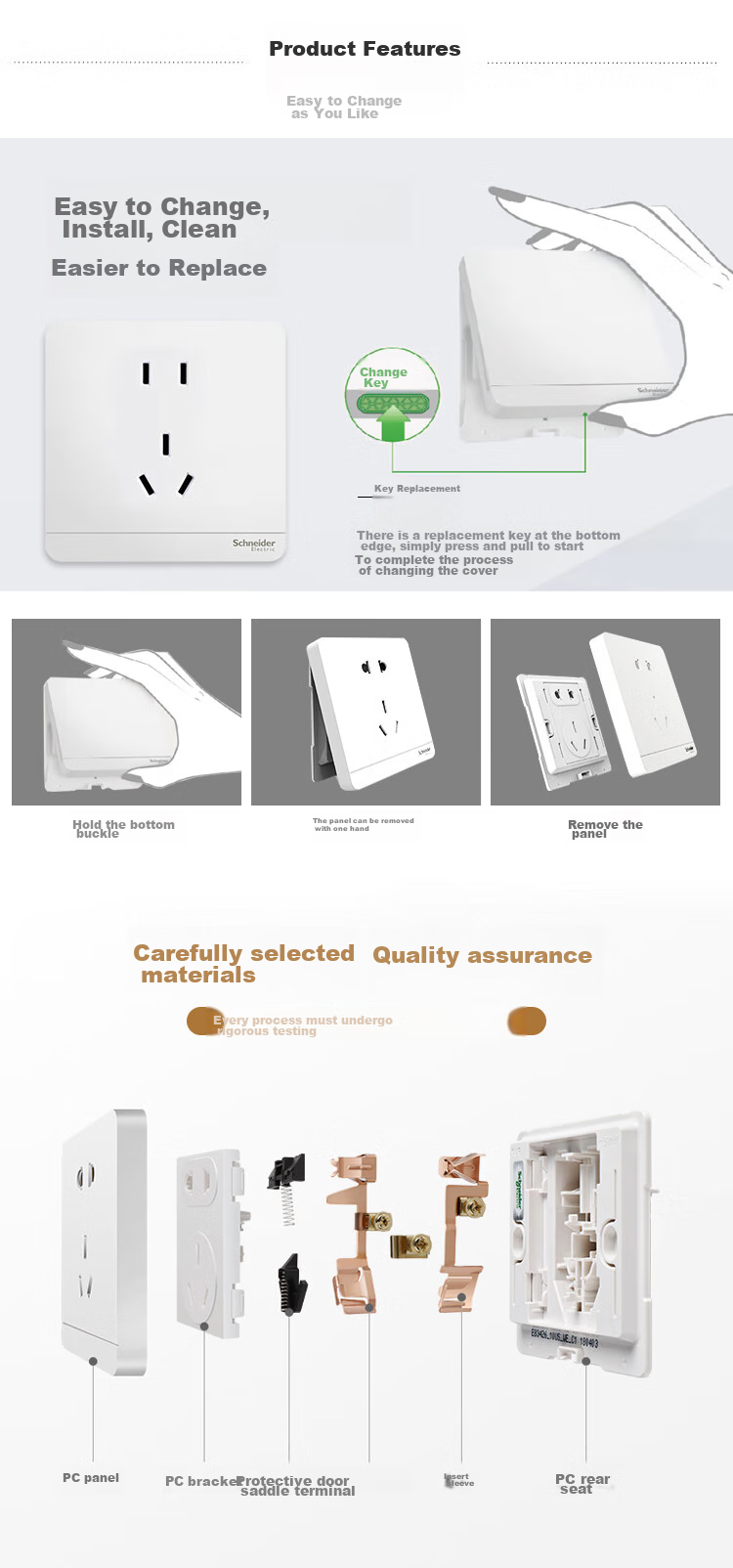 Розетка Schneider Electric Yishang, 5 гнезд, стандартная, 86*86 мм, белый