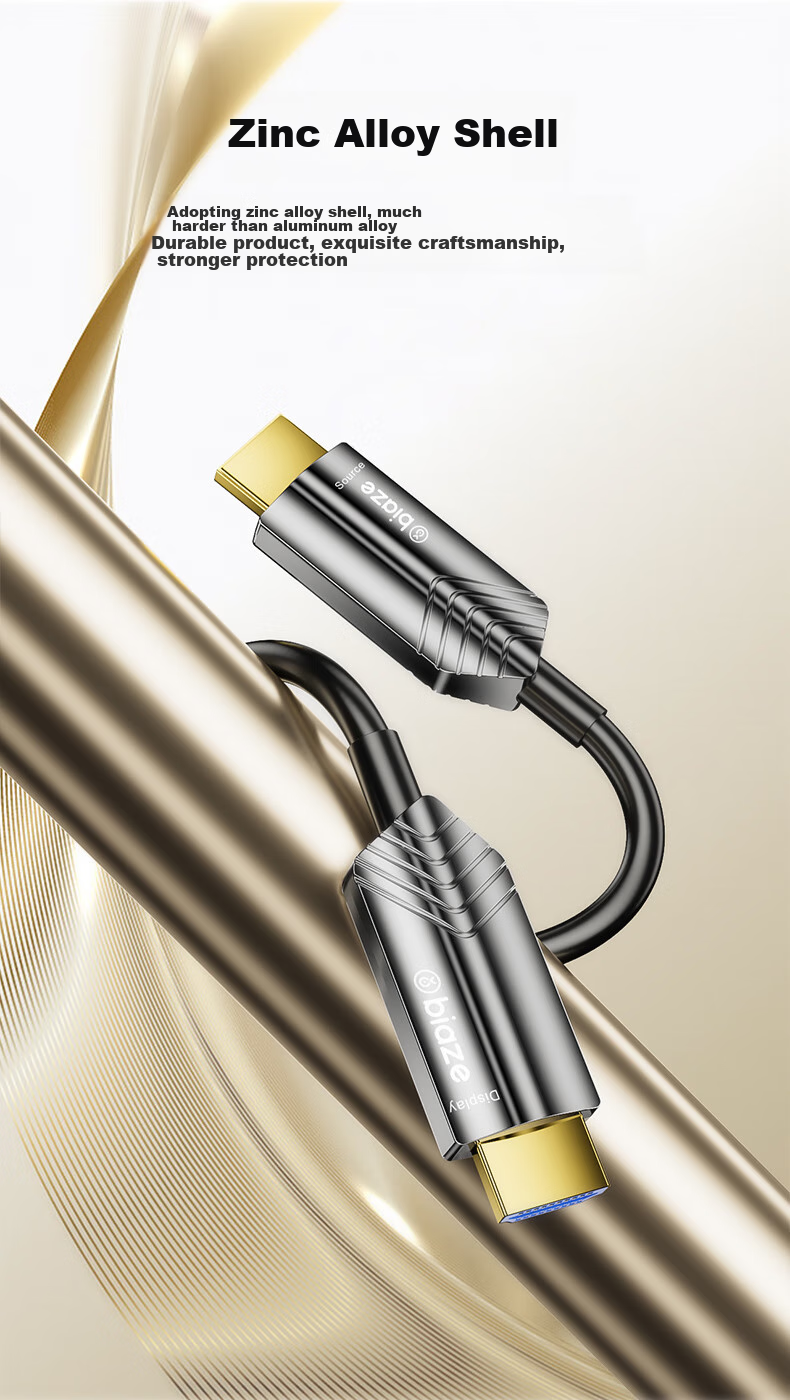 Оптический кабель BIAZE HDMI версии 2.0, 50 метров, для подключения компьютера, телевизора, проектора, домашнего кинотеатра, HX33