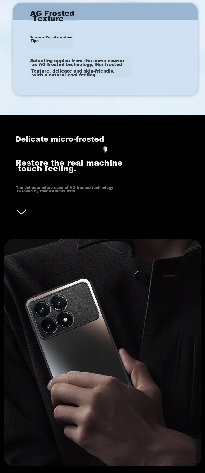 Чехол HotFire AG Frosted для Xiaomi Redmi K70E, противоударный, анти-отпечатки, графитовый черный