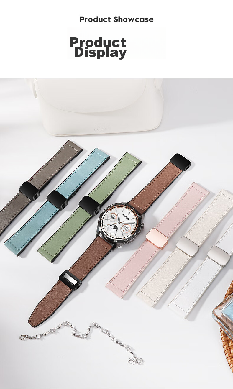 Ремешок Weiqiantu для Huawei GT6/6pro/GT5/5pro/Watch5/4/4pro/3/3pro, двойной магнитный кожаный ремешок, 46/48 мм