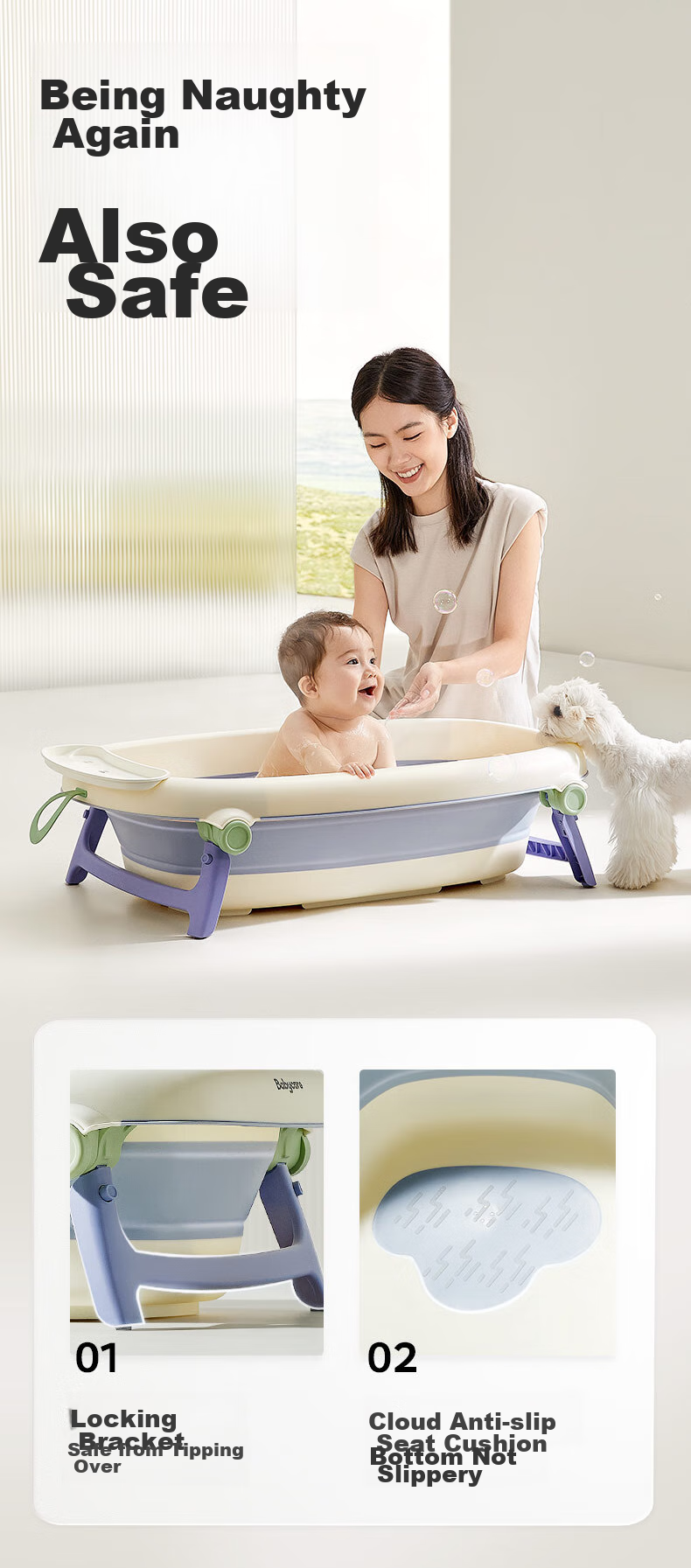 Детская складная ванночка Babycare, портативная, для купания, синяя