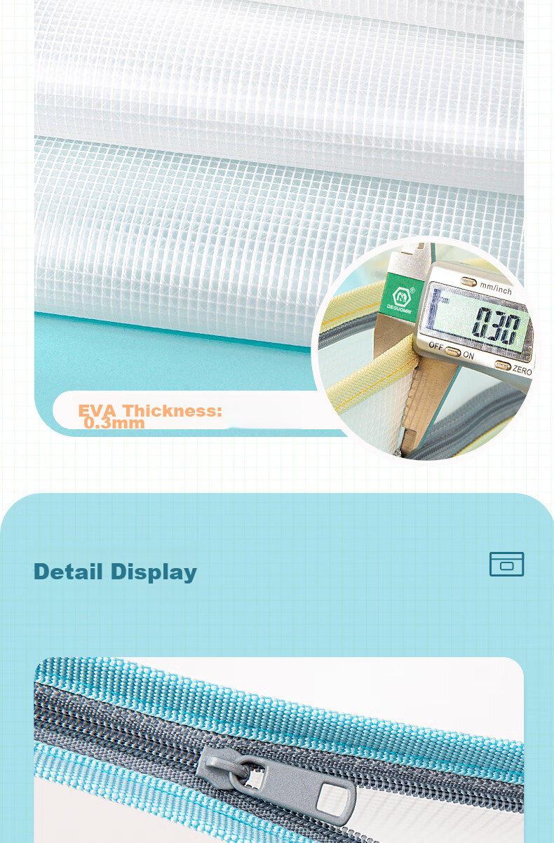 Папка для документов JinDeLi A4, прозрачная, с молнией, синяя, TD8792