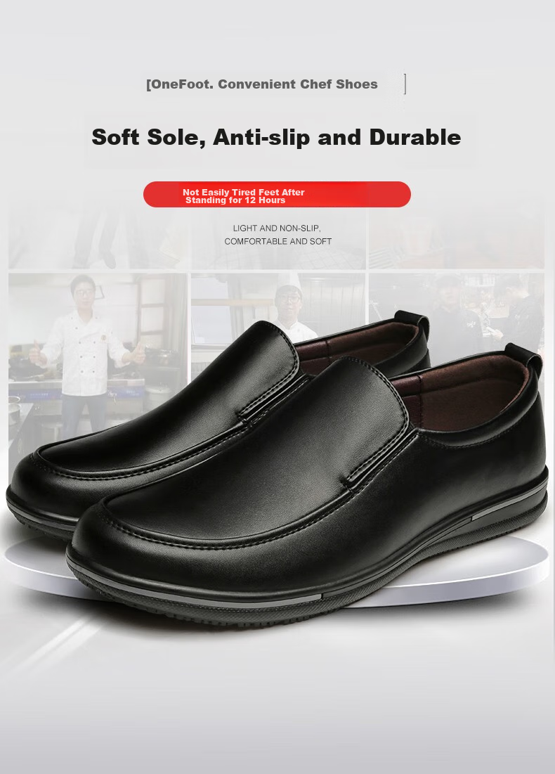 Рабочая обувь Chuwang Chef Shoes, мужская, нескользящая, водостойкая, маслостойкая, для кухни и отеля, из кожи, модель 6222