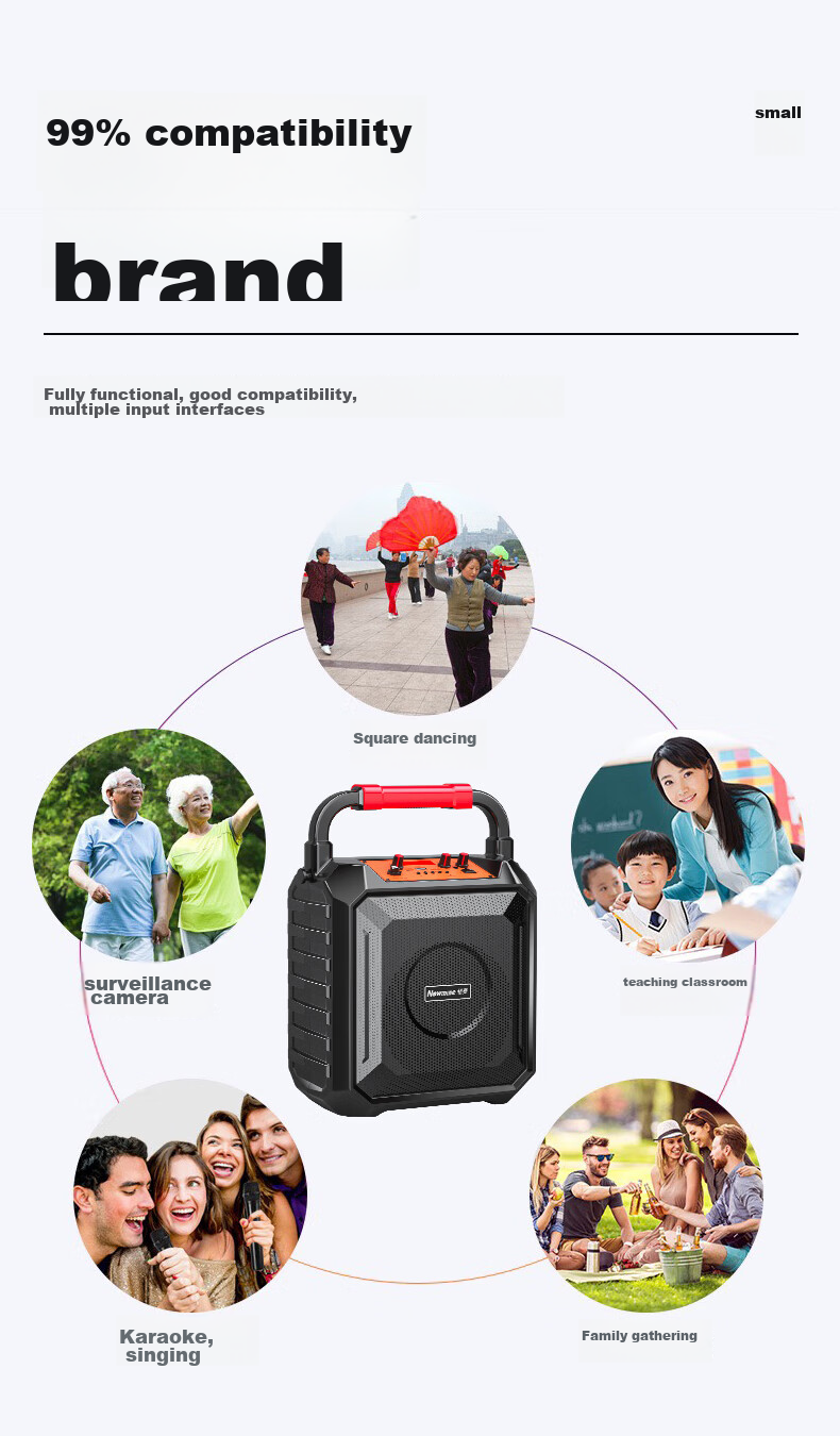 Портативная Bluetooth-колонка Newmine K220, 6.5 дюймов, 120 Вт, караоке, уличная, с микрофоном, Черный