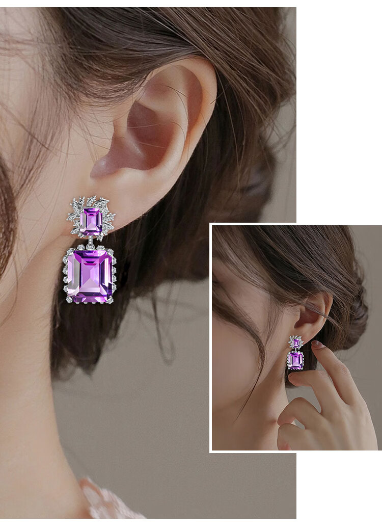Серьги JOLEE из серебра 925 пробы с натуральным аметистом и цветными камнями, модные роскошные ювелирные серьги для женщин, подарок на День Святого Валентина