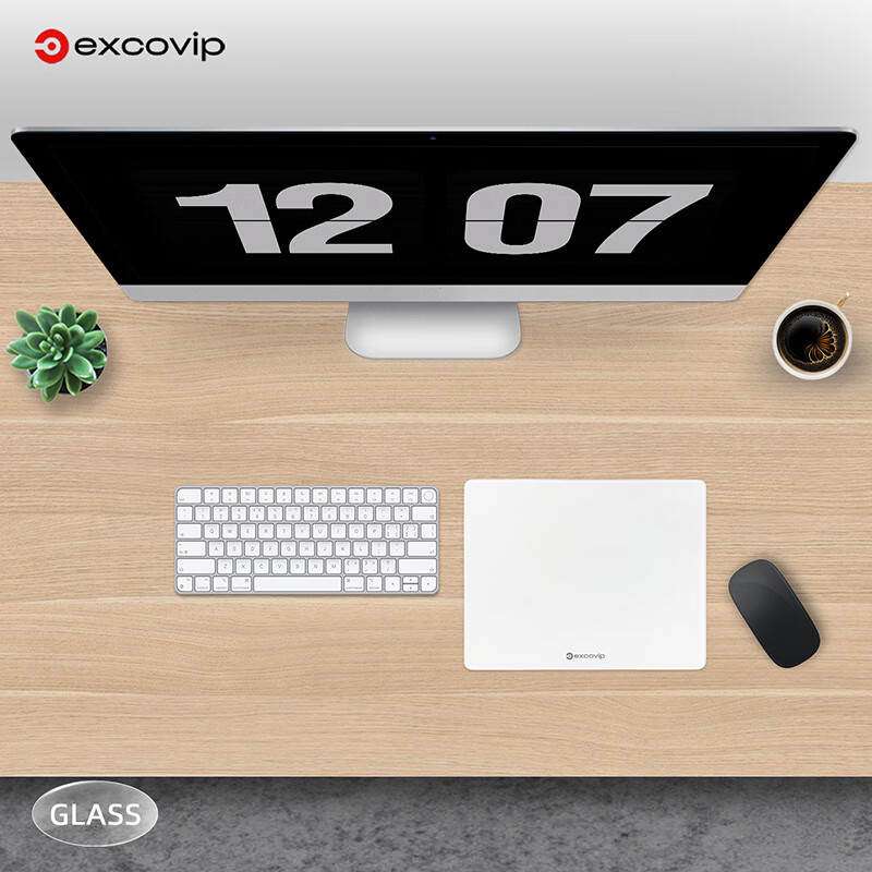 Коврик для мыши EXCO Glass Mouse Pad, игровой, твердый, для офиса и ноутбука, 250*200 мм, белый