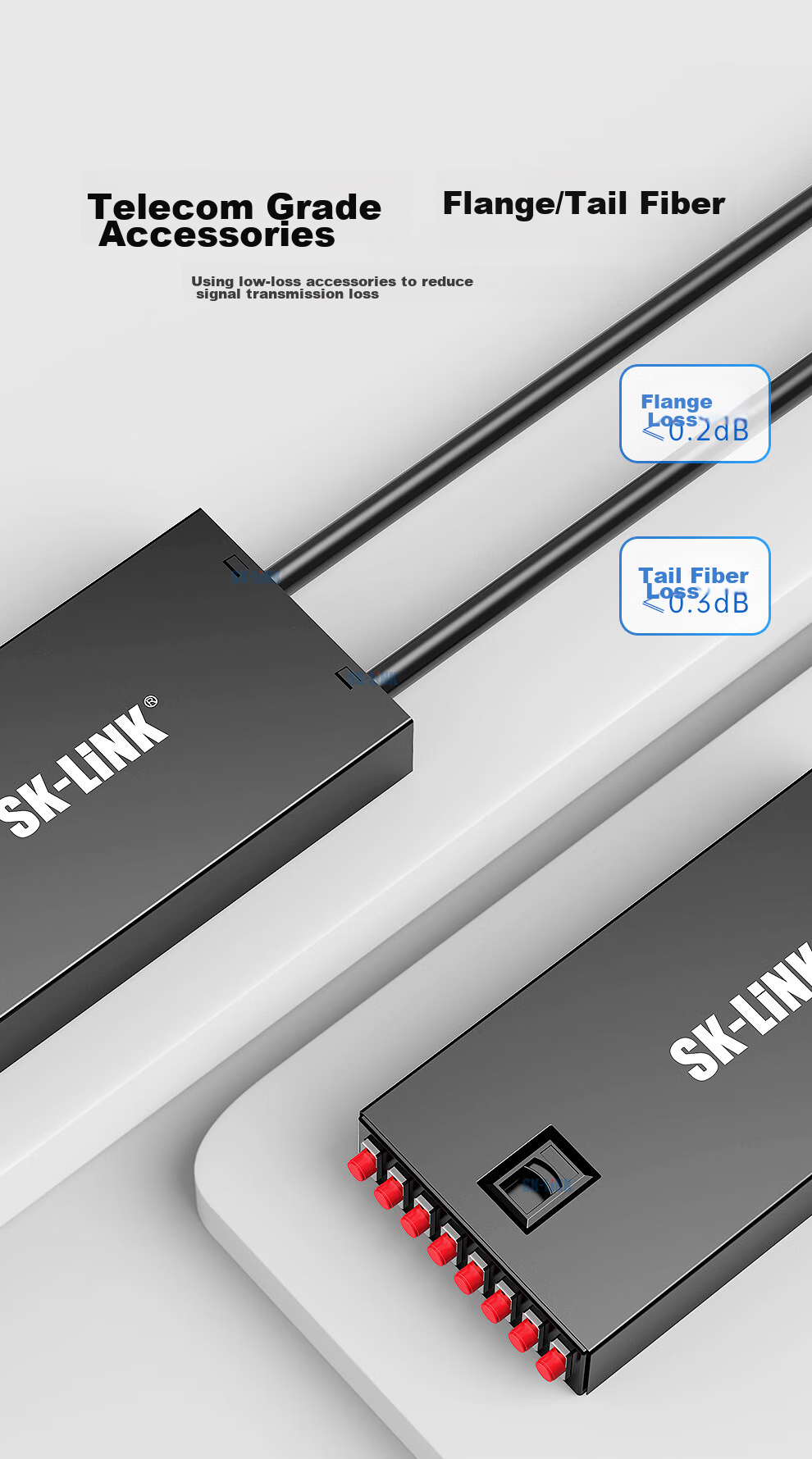 Оптический терминальный бокс SK-LINK, 4 порта, 8 коннекторов LC, одномодовый