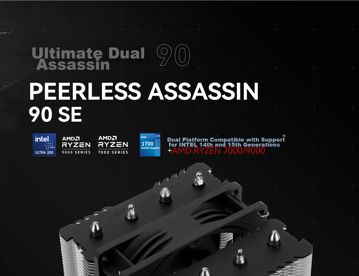 Воздушный кулер Thermalright Peerless Assassin 90 SE, высота 110 мм, 4 тепловые трубки AGHP, поддержка мультиплатформы, PA90 SE
