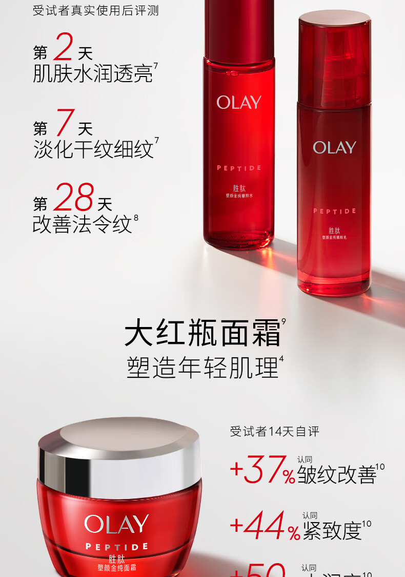 玉兰油（OLAY）大红瓶水乳面霜3件套胜肽精华级护肤品套装礼盒新年情人节礼物