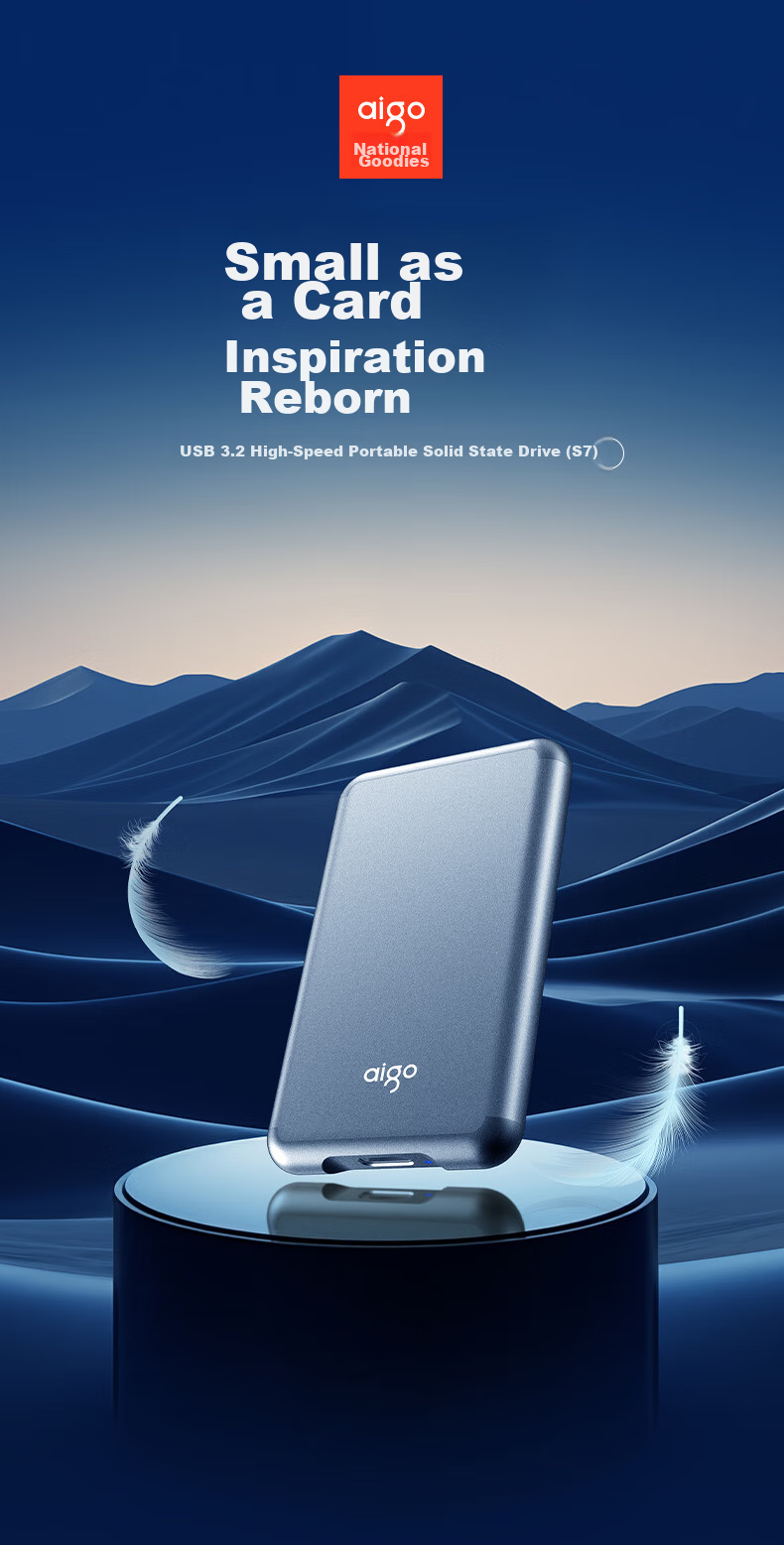 Портативный твердотельный накопитель Aigo 1TB, USB 3.2 Type-C, 520 МБ/с, внешний SSD