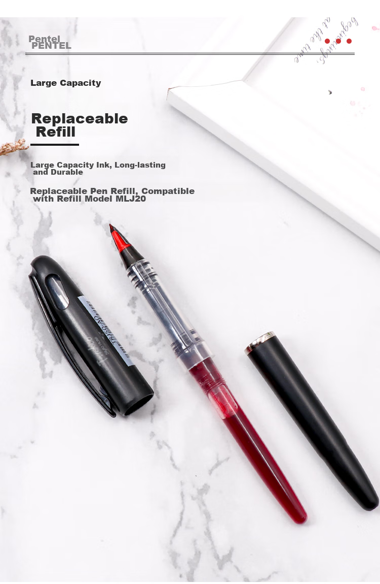 Ручка Pentel TRJ50-AO, большая, черная, 0.7-2.0 мм, для подписей, рисования, скетчинга, одноразовая упаковка