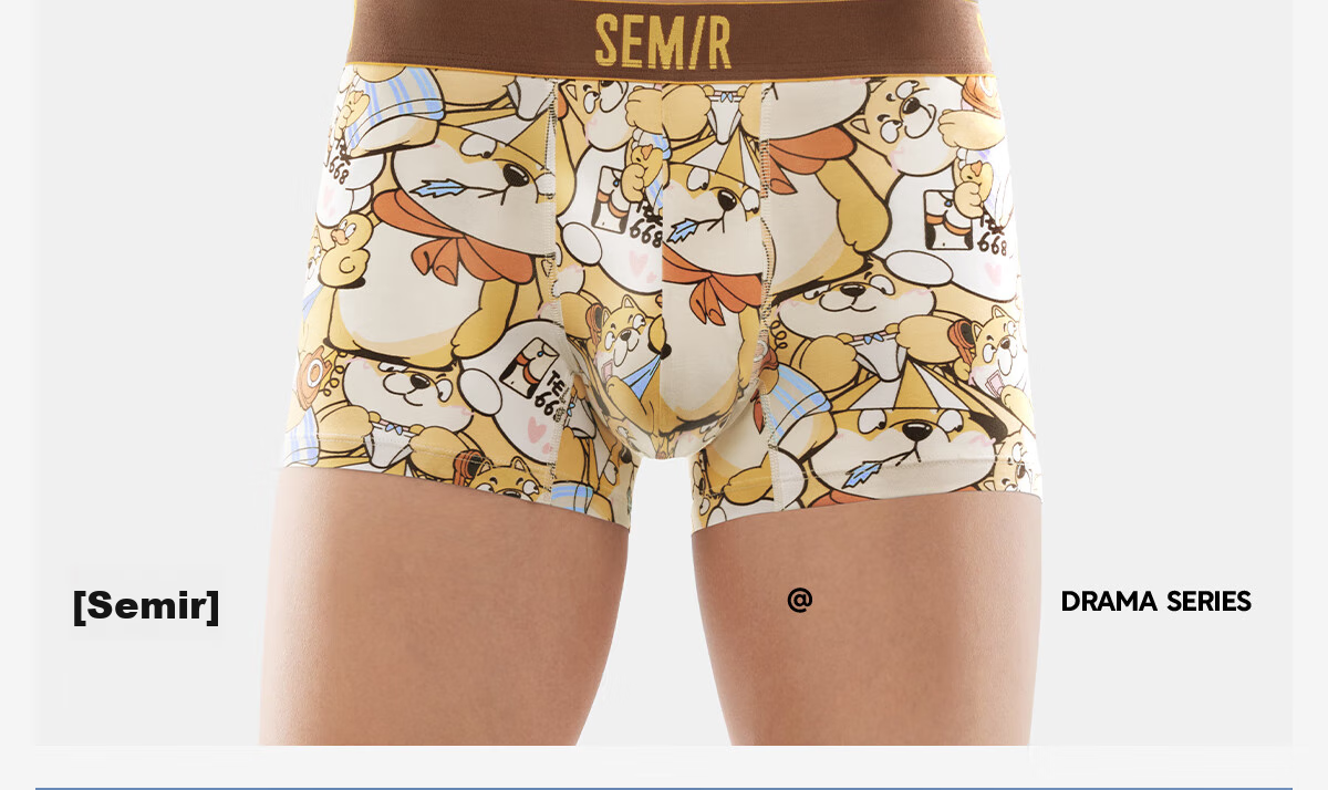 Мужское нижнее белье Semir, боксеры-брифы, 3 шт., чистое хлопок, антибактериальные, бесшовные, дышащие, с принтом "Ачай"