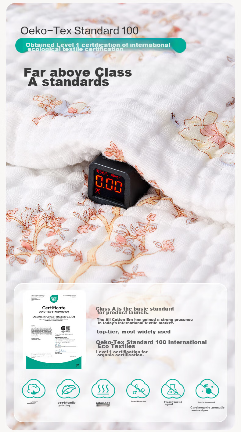 Детское полотенце PurCotton, муслиновое, 120x120 см, 6 слоев, для новорожденных, с рисунком "Животные"